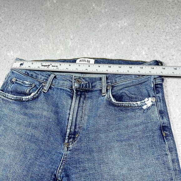 Agolde Jeans Womens 28 Blue Toni Skinny Made in USA Light Wash Stretch Raw Hem - Picture 5 of 11